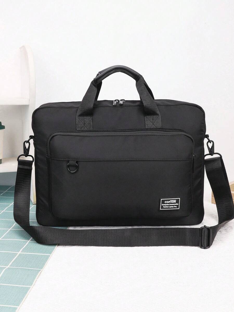 Business Briefcase For Work, Premium Luxury Style, Document Storage, Handheld Canvas Laptop Bag, Commuter Crossbody Bag With Trolley Strap