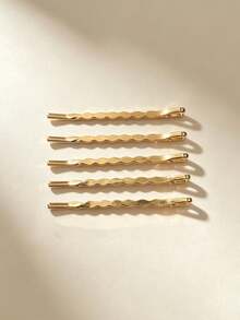 5pcs Solid Color Minimalist Straight Hair Clips, DIY Low-Key Versatile Style - Multicolor - View 5