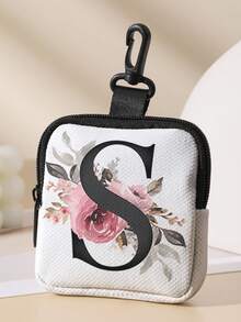 1/2pcs Letter Print Mini Coin Purse, Zipper Closure Small Pouch With Swivel Hook For Earphones Coins Keys Small Items, Can Hang On Backpack - Multicolor - View 23