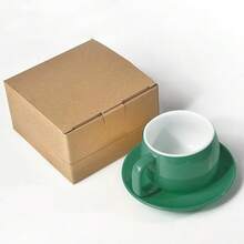 270 Ml Cyan Porcelain Coffee Cup With Saucer, Minimal‑Style Coffee Cup For Latte, Cappuccino And Tea - Cadet Blue - View 2