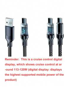 120W 6A USB-A To Type-C Fast Charging Cable | Smart LED Digital Power Display | Durable Matte Braided Cable, Compatible With Multiple Device Models - Multicolor - View 9