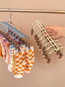20pcs Metal Clothes Clips Drying Rack, Home Socks & Underwear Drying Rack, Rust-Proof Multi-Functional Balcony Clothes Clips Rack, Portable Small Item Drying Stand, Student Dorm Space-Saving Clothes Clips Storage Rack, Wind-Proof Design, Suitable For Drying Socks, Underwear, Gloves, Scarves, Sturdy & Durable Multi-Clip Clothes Hanger, Practical Home Drying Accessory - View 3