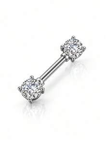1pc Stainless Steel CZ Industrial Barbell Ear Stud, Unisex, 16/38mm Threaded Back Cartilage Spiral Piercing, Minimalist Daily Jewelry - Gold - View 9