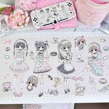 1pc Kawaii Japanese Style Maid Girls PU Leather Desk Mat, Cute Cartoon Character Large Waterproof Mouse Pad, Non-Slip Waterproof Stain-Resistant Desktop Protector, Lovely Table Decor For Girls Bedroom - View 3