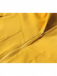 NBCT Women's Urban Functional Adjustable Hood Drawstring Outdoor Softshell Jacket, Dual Side Secure Zipper Pockets, Minimalist Solid Color Light Outdoor Sports Commute Camping Casual Jacket - Sunflower Yellow - View 5