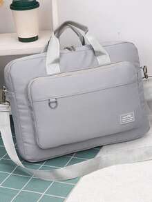 Business Briefcase For Work, Premium Luxury Style, Document Storage, Handheld Canvas Laptop Bag, Commuter Crossbody Bag With Trolley Strap - Multicolor - View 8