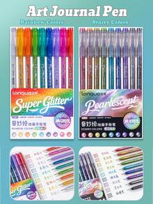 Languo Large Capacity Gel Pen Set, 0.6mm Fine Tip, For Scrapbooking, Hand Drawing And Doodling, Precise Ink Flow, Clear Writing Without Smudging, Suitable For Line Drawing, Coloring, Outlining, Ceramics, Plastic, Wood, Stone, Fabric, Paper And More, Excellent Coverage, High-Quality Student Art Supplies, Comfortable And Durable Grip, For Student Note-Taking And Daily Writing, Back To School Essential - Gel Pen Set - View 4