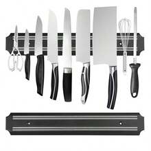1pc Strong Magnetic Kitchen Knife Wall Mount Storage Rack, Metal Knife Magnetic ABS Knife Holder Kitchen Tool - Black - View 1