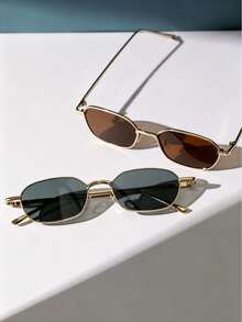 Multi-Color Men's Vintage Gold Rim Square Frame Fashion Glasses - Multicolor - View 2