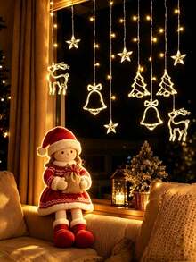 1 String LED Christmas Lights With Stars, Christmas Trees, Bells And Reindeer, Party Decoration Lights, Holiday Decor, USB Powered, Suitable For Christmas Window Display And Home Living Room Decoration Fairy Lights - M28 Christmas String Lights - View 6
