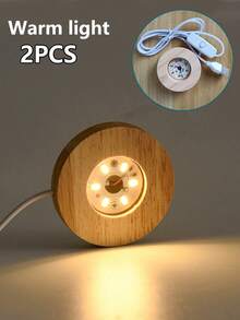 2 Buah Lampu Malam LED 6CM, Alas Lampu LED Kayu Solid, Lampu Malam Dekorasi Meja, Antarmuka USB, Cocok untuk Kaca, Bola Kristal, Resin, Dekorasi DIY. Dapat Diberikan Sebagai Hadiah - Dudukan kayu USB - View 12