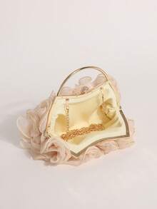 Dedoo 女款晚宴手拿包 硬殼手拿包 荷葉邊裝飾 吻扣開合 浪漫甜美風 適合婚禮、派對、舞會的女士正式包 - 卡其色 - 查看 9