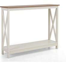 Mesa de entrada, color blanco, mesa de consola de granja, sofá estrecho, pasillo, mesa de entrada delgada marfil - Marfil 2 - Ver 4