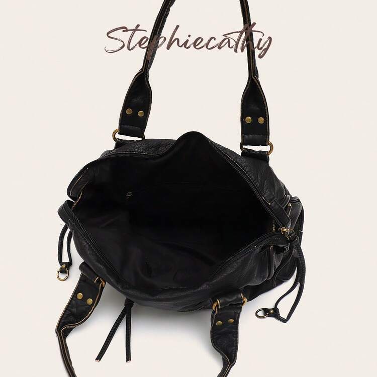 STEPHIECATHY Unisex Retro Casual Chic Street Style Washed PU