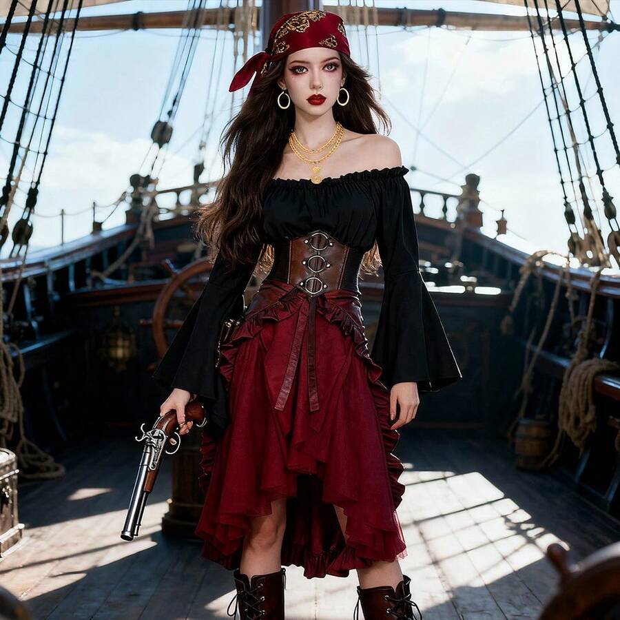 Dance Performance Accessories - Pirate Accessories (Bandana + Necklace + Earrings) - View 1