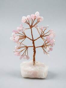 1pc Natural Crystal Tree Shaped Quartz Crystal With Copper Wire, Suitable For Bedroom Desktop Home Decor, Simulated Tree-Shaped Gemstone Ornament, Also Can Be Used As A Spiritual Gift (Natural Stone, Base Shape Varies) - Original Stone Tree - View 5
