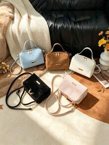 1pc Solid Color Square Bag, Casual Minimalist And Fashionable, Suitable For Daily Outings And Travel, Can Easily Accommodate Daily Essentials. Multi-Functional Item, Suitable For Various Styles And Occasions. - Multicolor - View 2