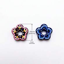 16mm/5pcs Hand-Painted Hollow Exquisite Flower Glass Beads, Multi-Color Five-Petal Flower Shape Loose Beads, Suitable For DIY Bracelets, Earrings And Jewelry Making - Color Mixing - View 4