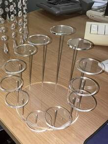 1pc Acrylic Cupcake Stand, 3-Tier/5-Tier/12-Tier Round Cake Display Rack, Multi-Layer Round Dessert Cupcake Display Stand, Cake Decorative Cupcake Holder, Essential For Party Decoration, Suitable For Rings, Earrings, Miniature Figurines, Black And Clear Wedding Accessories - Multicolor - View 14