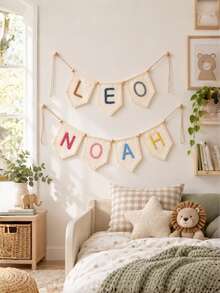 Personalized Baby Banner | Baby Shower Gifts | Fabric Name Banner | Gift For Toddler | Custom Holiday Decor - Multicolor - View 4