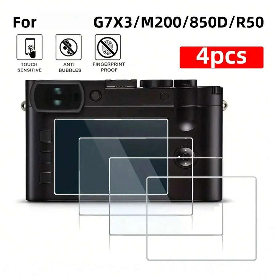 4pcs Canon G7X3/M200/850D/R50 Camera Tempered Glass Screen Protector, 9H Hardness, Anti-Scratch, Anti-Fingerprint