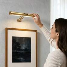 1pc New Remote Control Magnetic Mirror Light - Rechargeable 3-Color Temperature Night Light - Smart Touch Wall Lamp, Cabinet Magnetic Light, Display Light, Bathroom LED Light, Hallway Lighting, Bedroom Bedside Lamp, Home Lighting Decoration (Gold Black) - Multicolor - View 5