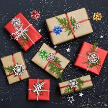 30/50/100/200 Christmas Gift Bows, 2-Inch/3-Inch New Year Ribbon Bows, Self-Adhesive Small Gift Bows For Packaging, Various Star-Shaped Metal Bows (In Random Colors) - Bow Star Flower - View 2