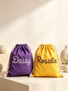 Custom Drawstring Backpack, Embroidered Letters, Customizable Name Print Canvas Storage Bag, Waterproof, Large Capacity, Multiple Colors Available, Suitable For Sports, Fitness, Swimming And Travel - Multicolor - View 5