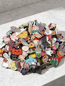 5/15/25/35/45/55/65/75/85/95/100pcs Mixed Creative Decorative Brooches, Rich Patterns Including Food, Flowers, Letters Elements, Multiple Styles And Diverse Designs, Suitable For Decorating Backpacks, Coats, Shirts, Hats, Perfect For Collecting, Playing And As Creative Small Gifts - Multicolor - View 4