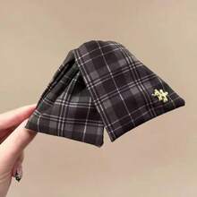1pc Hair Accessory Brown Plaid Triangle Hair Claw Clip For Thick Hair Back Of Head Premium Hair Claw - Brown - View 5