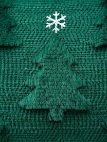 Winter Embroidered Christmas Tree Decorative Pillowcase, Soft Faux Fur Cushion Cover, Suitable For Christmas Sofa Home Decor, Applicable For Daily Use, Party, Halloween, Thanksgiving, Christmas And Other Occasions - Green - View 5