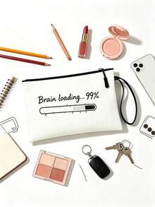 Creative Funny English Letter Slogan Makeup Bag Multi-Functional Large Capacity Pencil Case, Black And White Minimalist Graffiti Print Design With Unique Personalized And Humorous Style, Smooth Anti-Jam Zipper Closure With Portable Anti-Loss Wrist Strap For Strong Functionality, Selected High-Quality Durable Fabric Easy To Clean And Maintain For Proper Protection Of Internal Items, Perfect Surprise Gift Choice Tailored For Students Seeking Personal Expression, Humorous Teachers And Fashionable Young Women - Multiple Styles - View 8