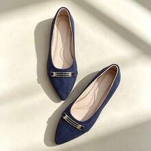 Women's Plus Size Mesh Floral Embroidered Flat Ballet Shoes, Vintage Style Summer Black Cross Elastic Strap - Blue - View 5