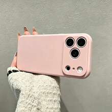 Casing Ponsel Silikon Cair Pelindung Kamera Karet Lembut dengan Lapisan Mikrofiber, Pelindung Anti Guncangan Kompatibel dengan iPhone 18 Pro 18 Pro Max, Kompatibel dengan iPhone 17 Pro Max 16 Pro Max 15 13 14 Plus 11 12 Mini XS Max 7 8 Plus SE 2020 SE 2022 6 Plus 6S, Hadiah Kembali ke Sekolah untuk Teman - Pasir merah muda - View 3