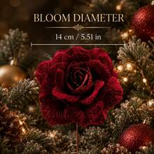 4pcs/2pcs/1pc High-End Burgundy Velvet Christmas Rose Artificial Flower Stems With Bendable Stems For Christmas Tree, Pine Garland, Door Wreath, Winter Holiday Party And Home Decor - A - View 5