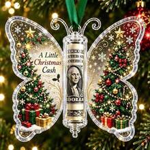 1pc Acrylic Christmas Butterfly Cash Clip Test Tube Gift Box Decoration Butterfly Acrylic Cash Hanging Ornament Tag Money Clip Cash Gift - Multi-color - View 6