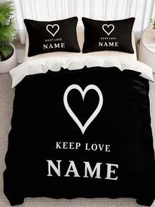 1 Customized Home Bed Set (No Core), Personalized Soft And Breathable Bedding, Can Print Name/Text, Suitable For Bedroom Home Decoration Gifts, Versatile Throughout The Four Seasons, Suitable For Weddings, Gift Giving, Christmas - Multi-color 2 - View 4