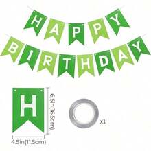 Green Happy Birthday Banner, Green Plant Theme Birthday Party Decoration Hanging Flag, Suitable For Birthday Garland, Room Hanging Decoration, Etc. - Green - View 12