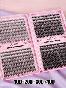640 Bundles Soft Cluster False Eyelashes (D Curl, 0.07mm) – 10D-60D Mixed Style (8-16mm) – DIY Eyelash Extensions – Suitable For Daily Wear, Manga Style And Cosplay – Upgraded Gift Box – Suitable For Single Cluster Or Full Cluster Application - Black - View 13