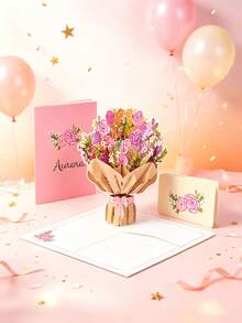1 Set Customized Pop-Up 3D Carnation Bouquet Greeting Card With Envelope, Perfect Holiday Blessing Card Suitable For Valentine's Day, Mother's Day, Teacher's Day And Other General Holidays - Single Piece - View 6