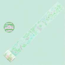 50mm*1.5m Small Fresh Floral Vine PET Waterproof Washi Tape With Star & Musical Note Pattern, Versatile DIY Journal Background Decor, Collage Craft Material, Holiday Present, Personalized Planner Stationery, Back To School Must Have - Round - View 12