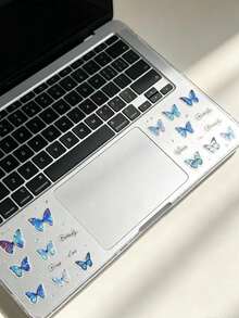 1pc Blue Gradient Butterfly Sticker, Gradient Blue Butterfly Of Various Sizes, Delicate And Transparent Wing Texture, Rich Color Layers, Suitable For Cameras, Tablets, Earphone Cases, Water Bottles, Aromatherapy Containers, Etc., Adding A Clear And Dreamy Atmosphere To Various Personal Items - Blue Gradient Butterfly - View 5