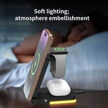 Stasiun Pengisian Daya 3-in-1 yang Kompatibel dengan Pengisi Daya MagSafe, Dudukan Pengisi Daya Nirkabel yang Kompatibel dengan Seri 17/16/15/14/13/12, Stasiun Pengisian Daya Nirkabel yang Kompatibel dengan , Dudukan Pengisi Daya Nirkabel yang Kompatibel dengan Seri - Putih - View 5