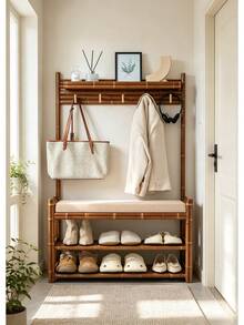 Zapatero con cojín, Banco Zapatero, Zapatera Entrada Casa, Zapatera para Entrada de Casa, Banca Zapatera, Banco de Zapatos con Almacenamiento para Entrada, Pasillo, Recámara y Sala de Estar, Mueble Organizador de Calzado para el Hogar - Marrón - Ver 1