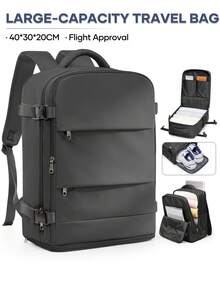 Large Capacity Travel Backpack Unisex, Compliant With Flight Standard Size, Carry-On Backpack, Waterproof Nylon, Wear-Resistant Material, Breathable Back Support, Dry/Wet Separation Shoe Compartment, Minimalist Versatile Travel Backpack, Multi-Functional Business Backpack, Middle School/High School/College Student Backpack, Laptop Backpack, Hiking Backpack, Student Backpack, Lightweight Weekend Backpack, Multi-Compartment Pockets For Organized Storage, Fits 14"/15" Laptop, Suitable For School, Commute, Travel - Multicolor - View 4