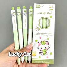 4pcs Lucky Cat Neutral Pens, Highly Attractive INS Style Rotating Brush Pens 0.5mm, Black Ink Twist Pens For Students And Exams - Multicolor - View 2