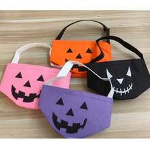 Halloween Felt Pumpkin Storage Bucket, Large Capacity Portable Handheld Storage Basket, Reusable Holiday Storage Bag, Suitable For Party Supplies, Cute Pumpkin Shaped Halloween Home Decor Basket - View 7