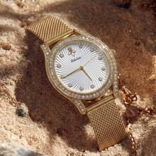 CILOA Vintage Style Gold Dial Women's Watch, Elegant, Delicate And Compact, Suitable For Daily Wear, Evening Events And More, Adding Radiance To Your Wrist - White - View 4