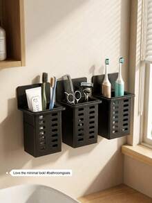 1pc Wall-Mounted Draining Storage Rack, Multi-Functional Kitchen Storage Box, Wall-Mounted Toothbrush And Toothpaste Holder; Suitable For Bathroom Storage, Camping, Dormitory And Home Decor; Bathroom Accessories And Kitchen Utensils. - Multicolor - View 10