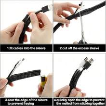 Cable Protection Sleeve For Electric Wires, Cables And Data Lines, Split Tube For Power Cords And Audio/Video Cables - For Desktop PC, TV, Computer Cable Organizer, Pet Bite Protection - Black - View 9